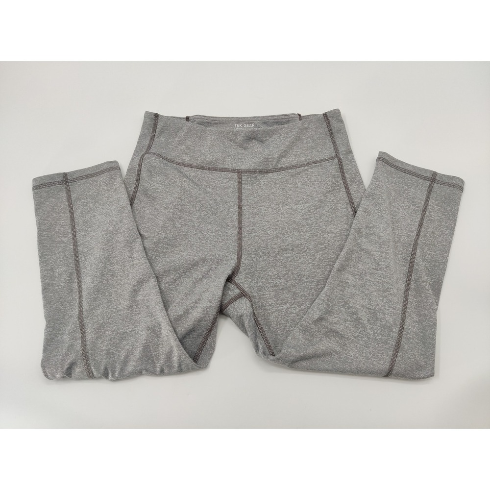 Tek Gear Womens Heather Gray High‎ Rise Capri Leggings Size L Workout Gear